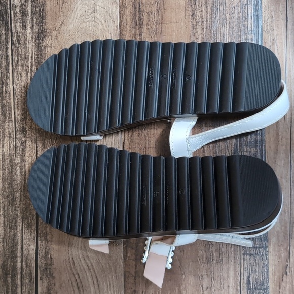 Schutz Ruth Embellished Leather Flatform Slingback Sandals Size 8.0 In White 1.5 - Picture 9 of 12